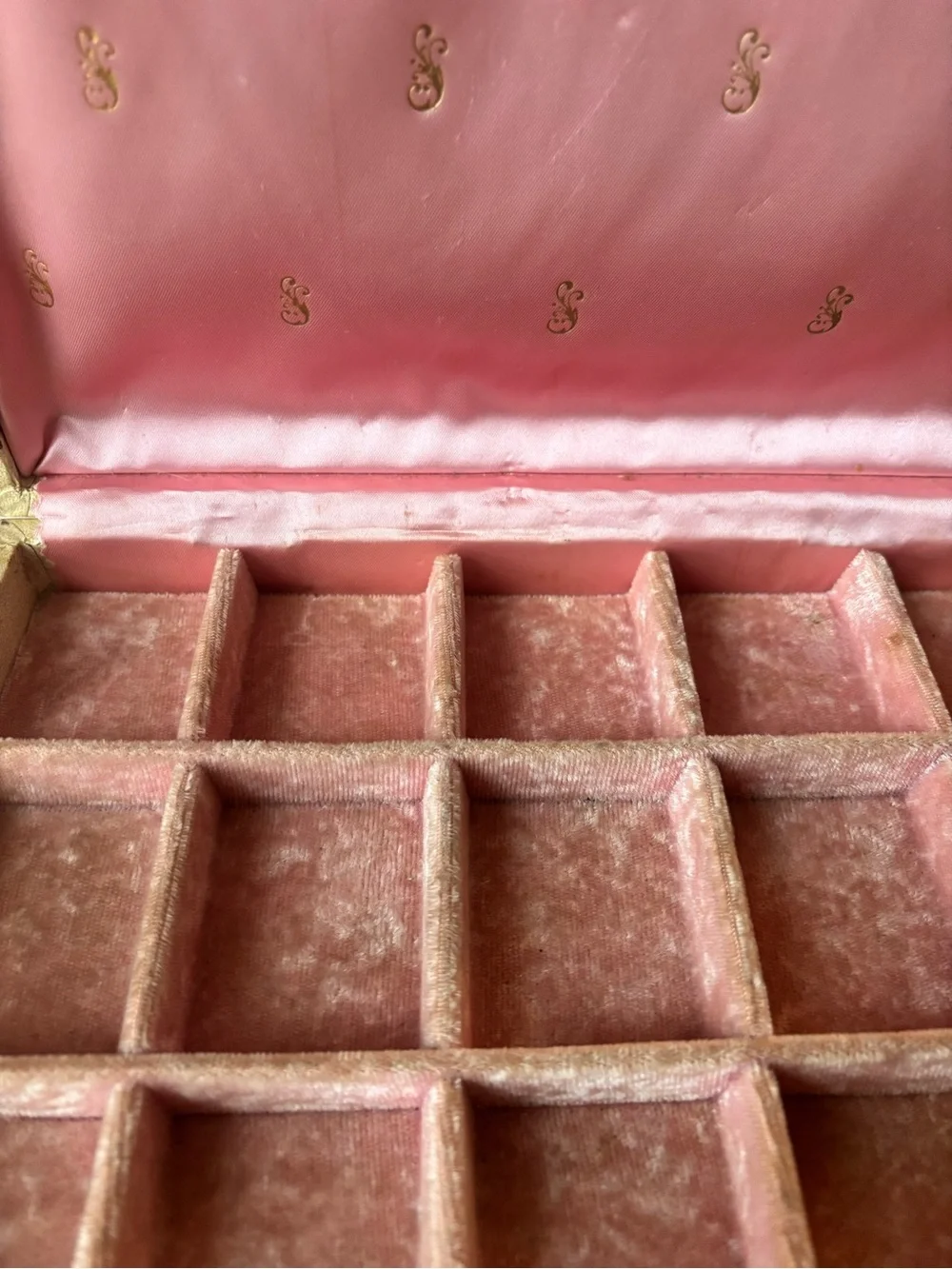 Vintage Pink Velvet Jewelry Organizer Box Mele brand